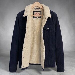 NEW✨ Levi’s Blue Corduroy Sherpa Lined Trucker Jacket, Navy Corduroy, SZ M - Men